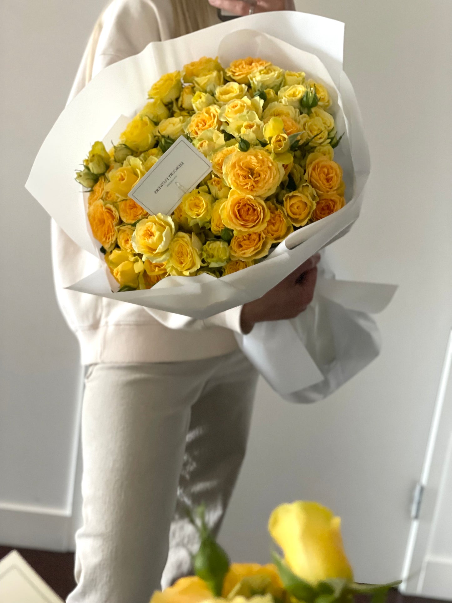 Bouquet of yellow garden roses