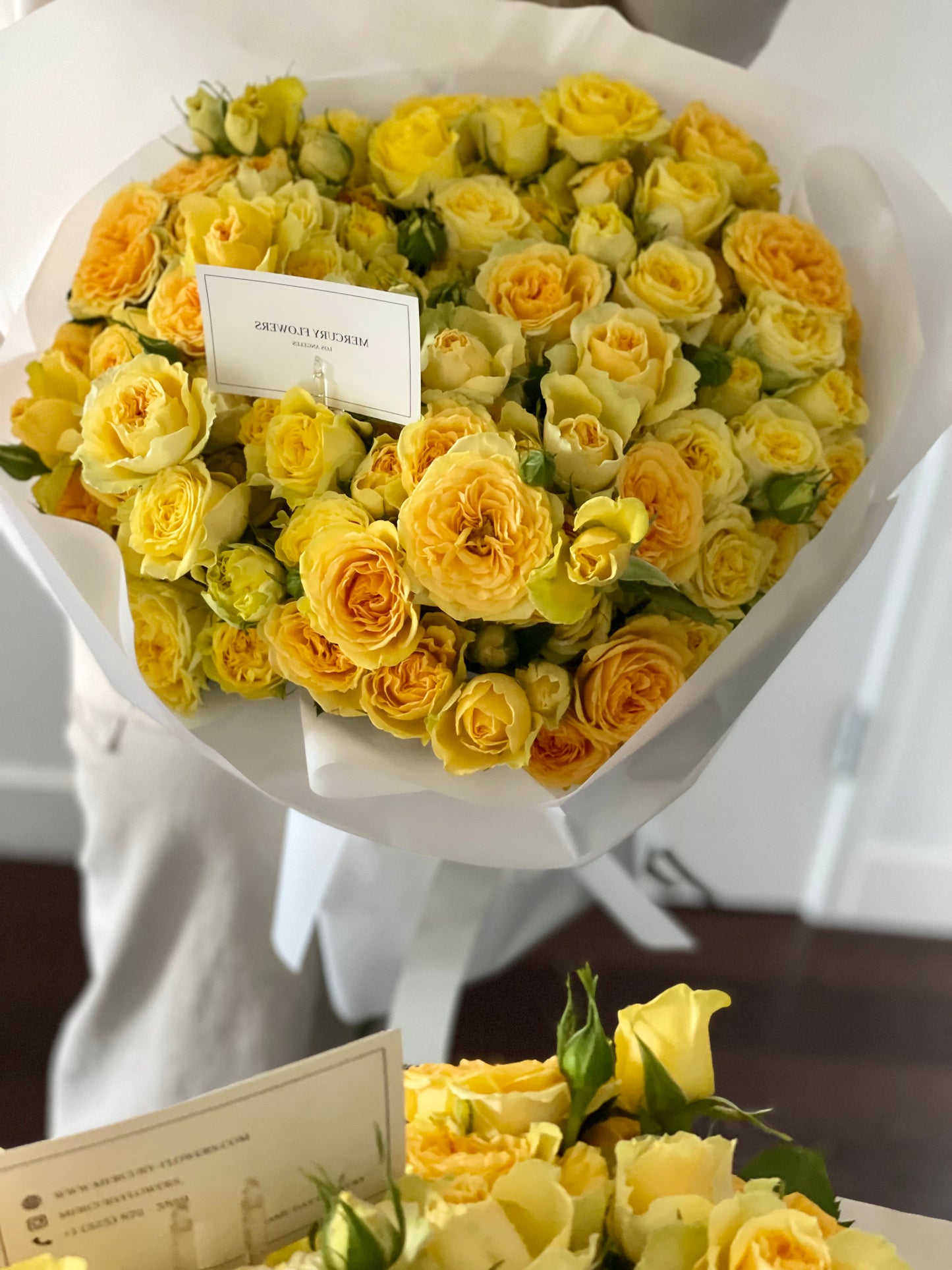 Bouquet of yellow garden roses