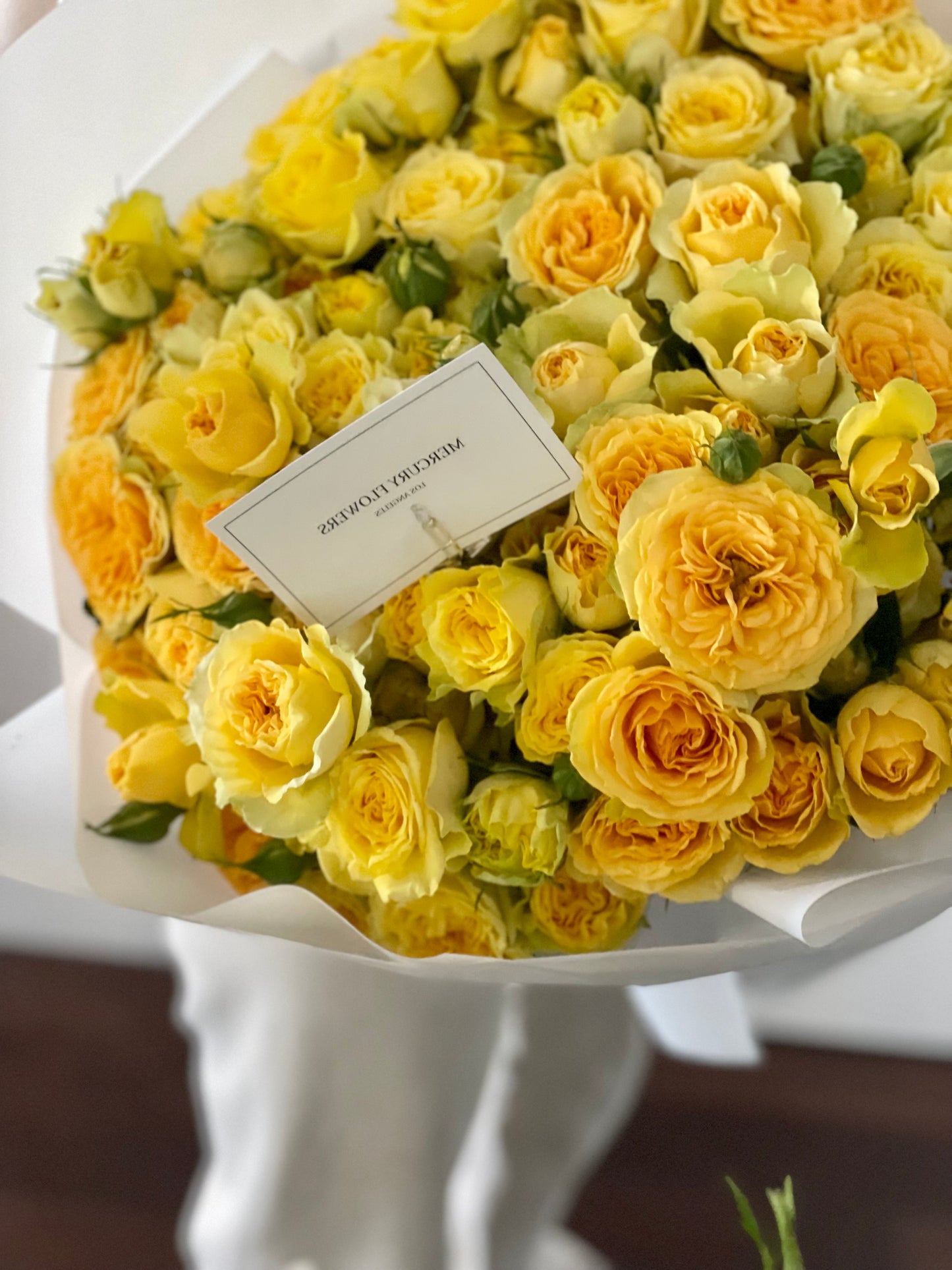 Bouquet of yellow garden roses