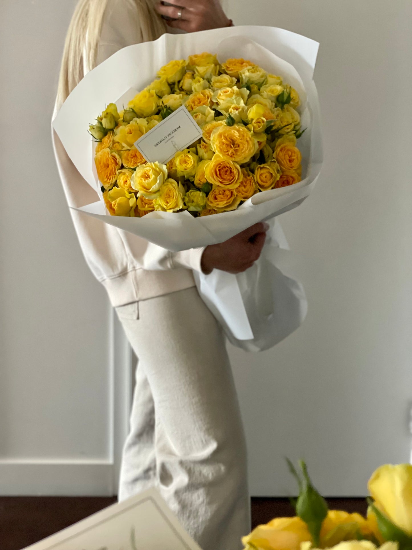 Bouquet of yellow garden roses
