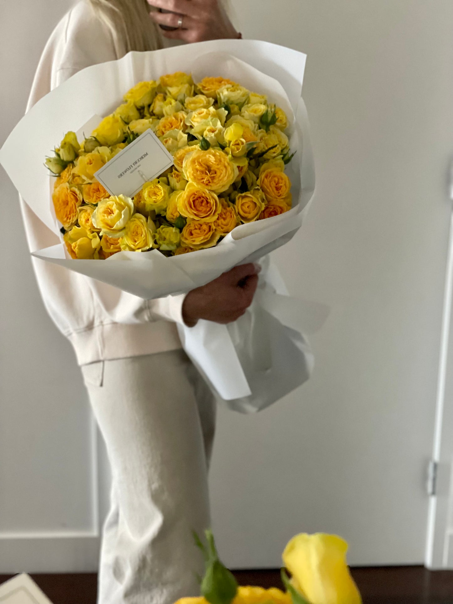 Bouquet of yellow garden roses