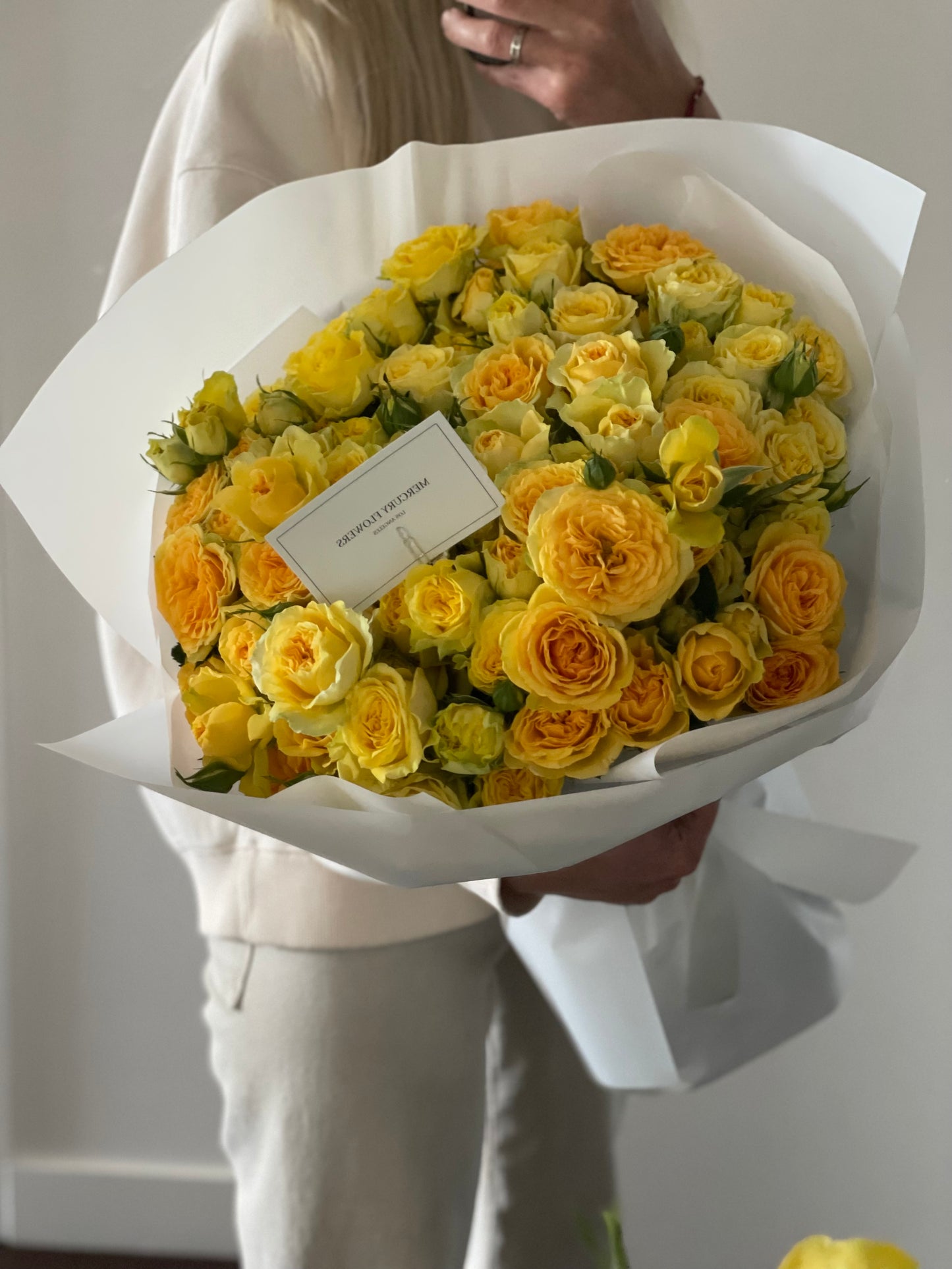 Bouquet of yellow garden roses