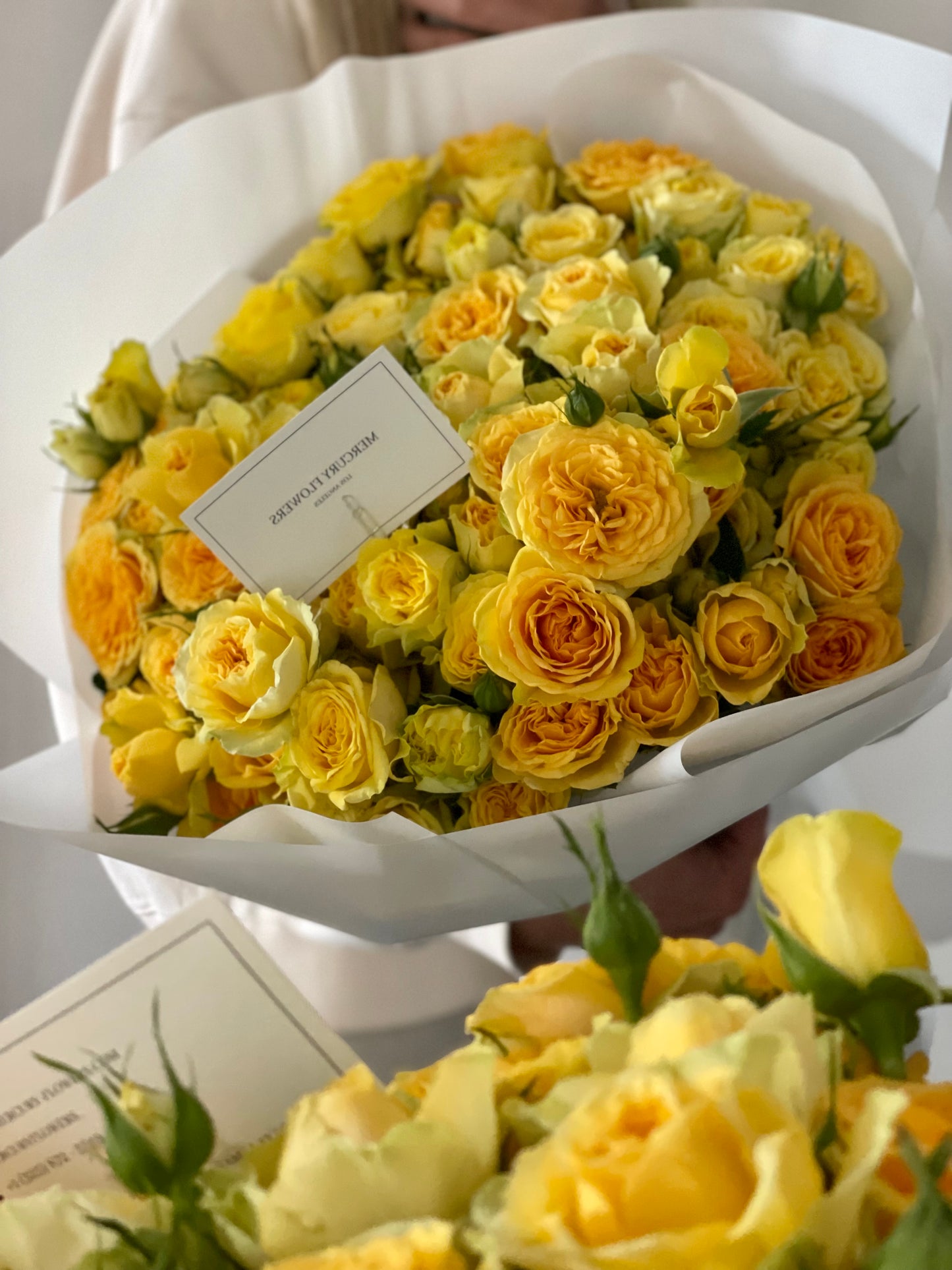 Bouquet of yellow garden roses