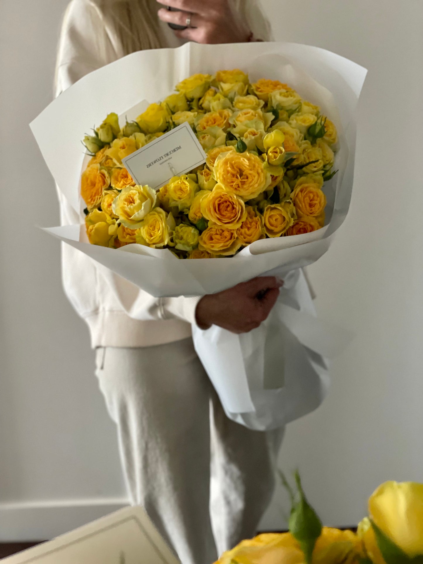 Bouquet of yellow garden roses